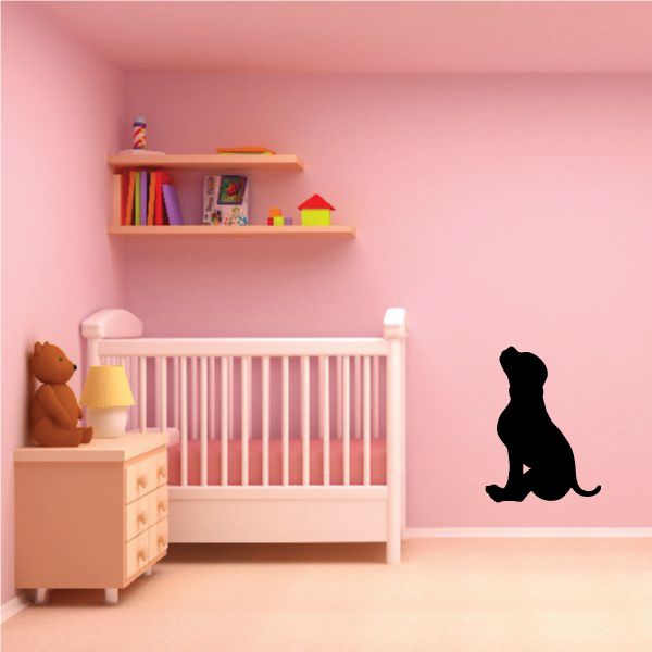 Sitting puppy dog wall decal in black silhouette