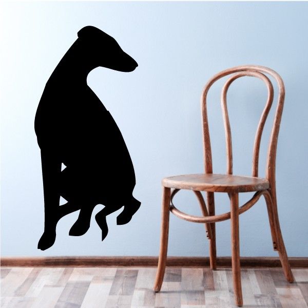 Black sitting whippet dog decal silhouette