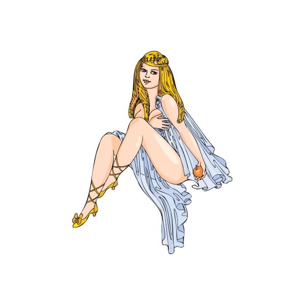 Sitting woman figure in blue dress