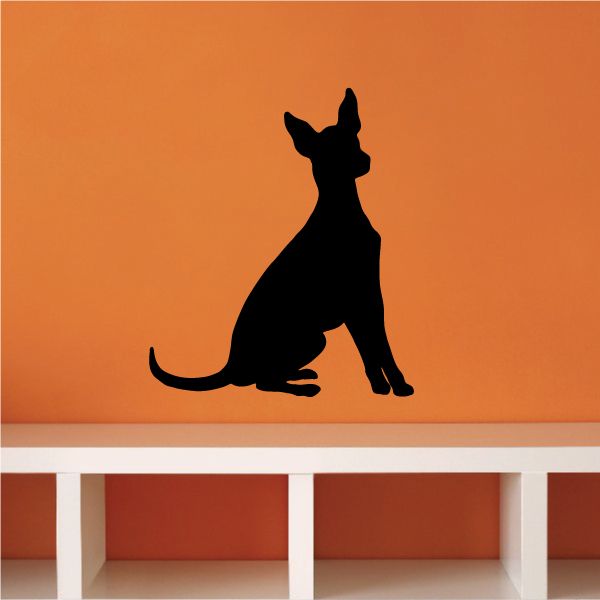 Sitting Xoloitzcuintli decal with black dog silhouette