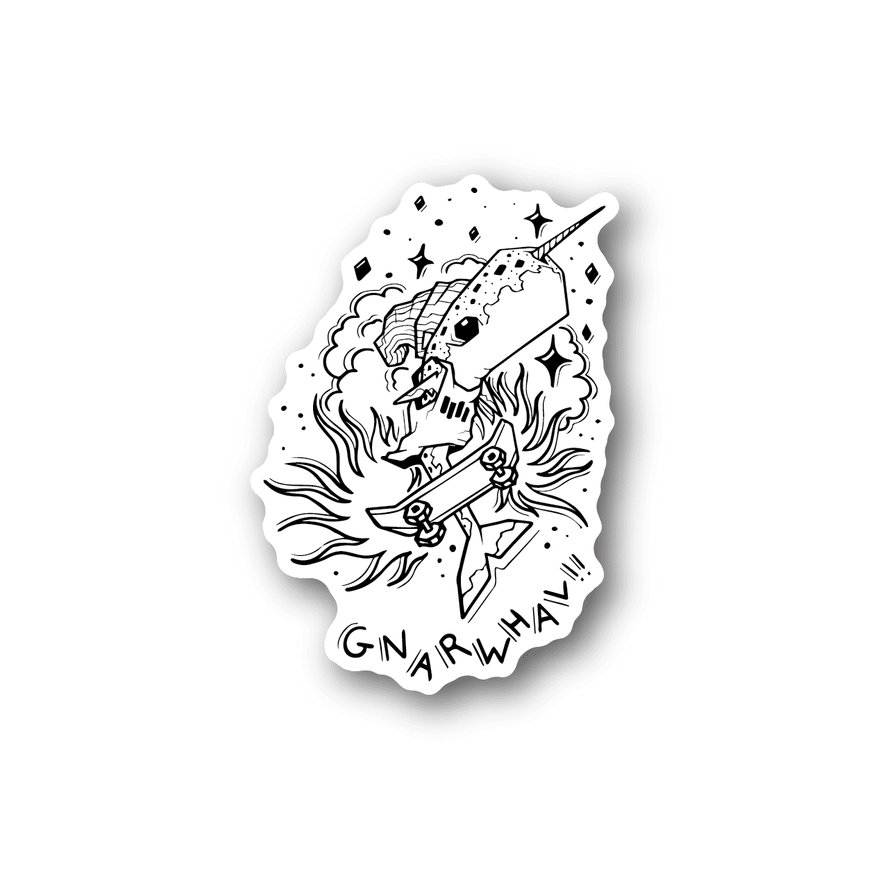 Image of Skateboarding Gnar Whale Sticker