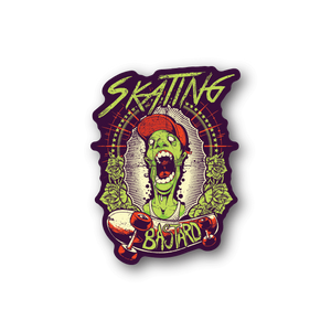 Purple cartoon monster vinyl sticker with raised outline and Bastard text