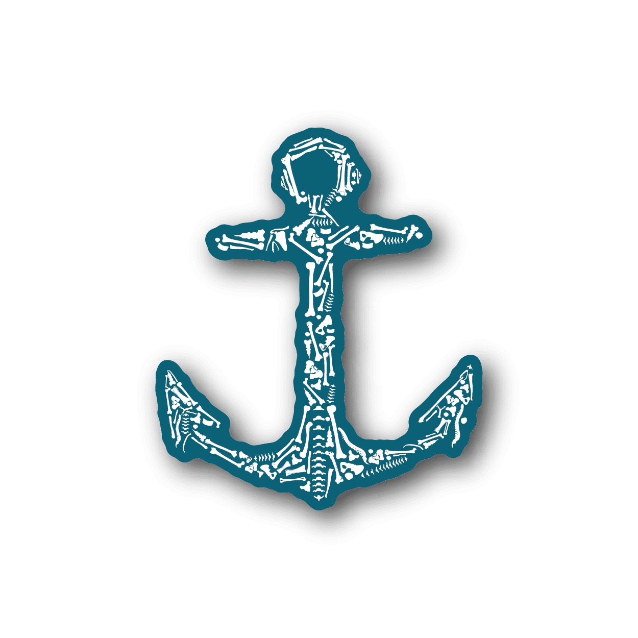 Image of Skeleton Bones Anchor Sticker