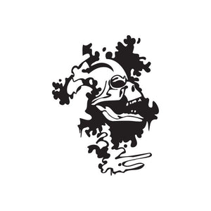 Skeleton graffiti decal, black and white skull face with spray-paint style lines