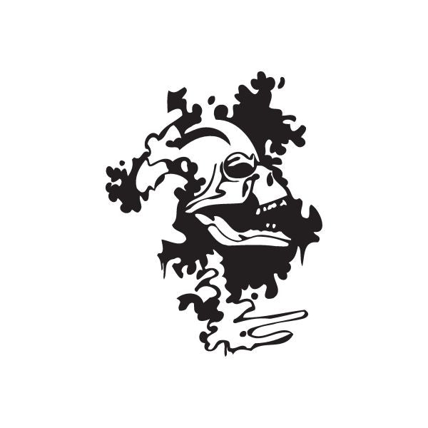 Skeleton graffiti decal, black and white skull face with spray-paint style lines