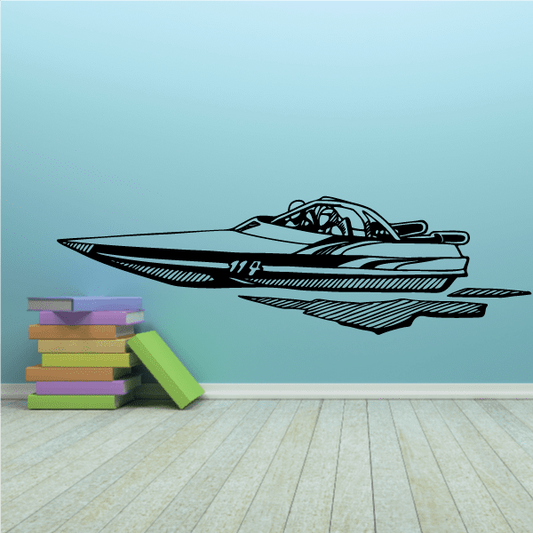 Image of Sketched Racing Speedboat Decal