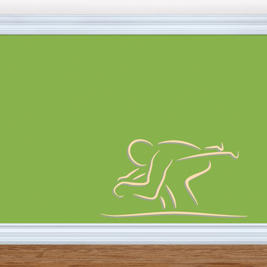 Skiing vinyl wall decal sticker with outline of a skier in motion