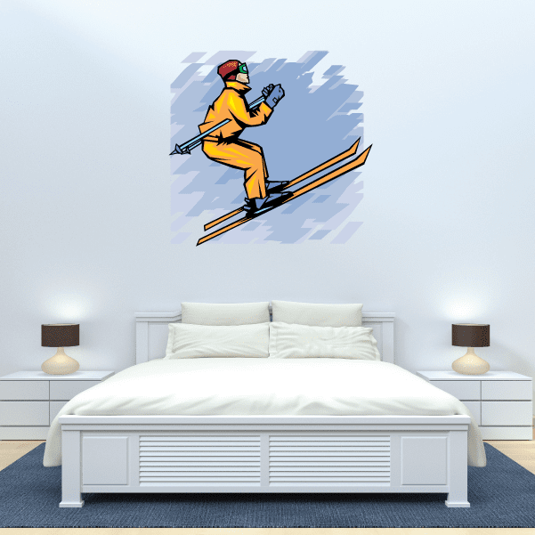 Image of Skiing Wall Decal - Vinyl Sticker - Car Sticker - Die Cut Sticker - SMcolor001