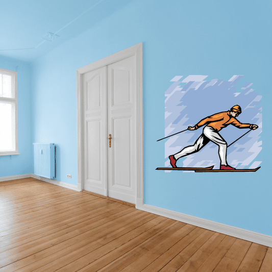 Skiing wall decal vinyl sticker with skier graphic