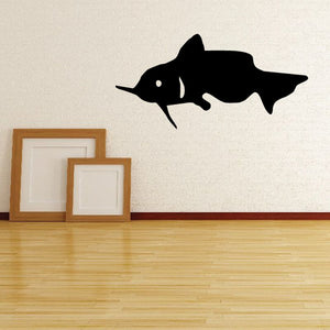Black catfish wall decal with skimming fish silhouette