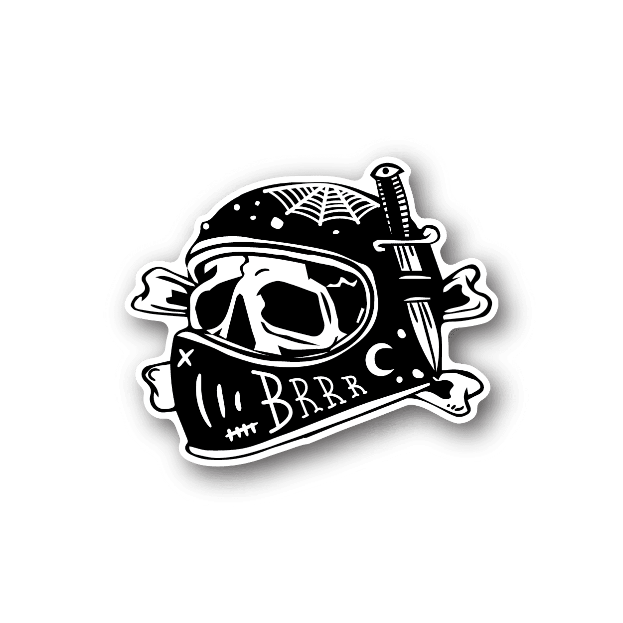 Image of Skull and Crossbones Motorcycle Helmet Sticker