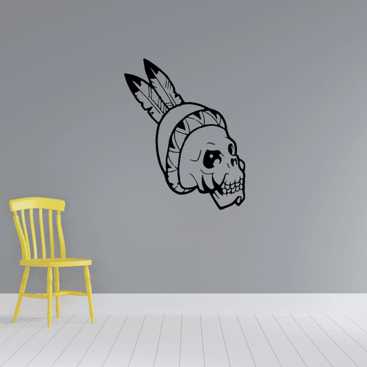 Image of Skull Indian Headband Wall Decal - Vinyl Decal - Car Decal - CF248