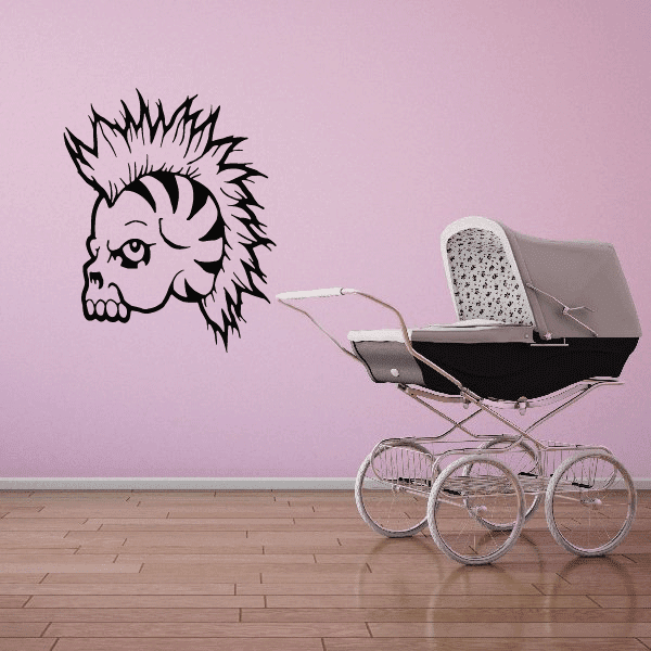 Image of Skull Mohawk Wall Decal - Vinyl Decal - Car Decal - CF249