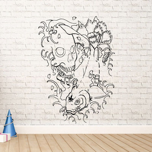 Image of Skull Splash Koi Fish Decal