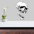 Floral-accented skull wall sticker adding a botanical twist to the decor