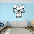 Child-friendly skull design wall sticker in a youthful bedroom setting