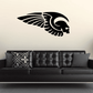 Winged skull wall decal, black vinyl sticker