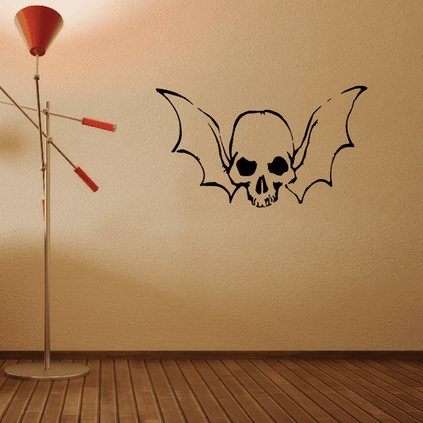 Skull winged wall decal vinyl sticker with black design
