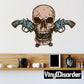 Skull decal with cross double revolvers, blue accents and brown shading