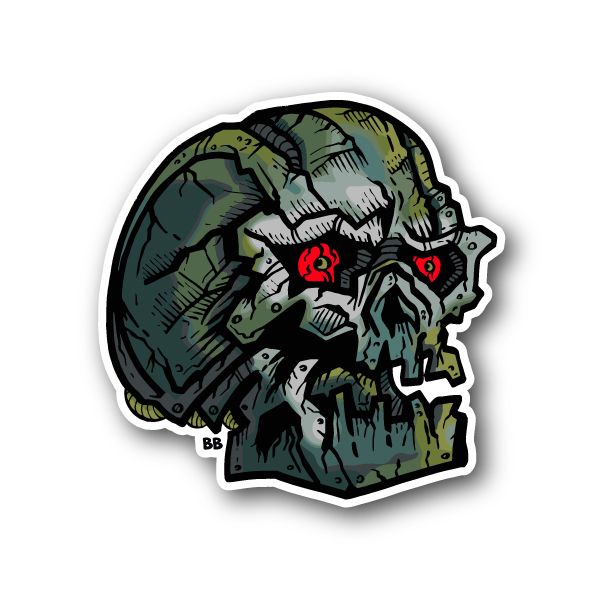 Image of Skull With Red Eyes Vinyl Sticker