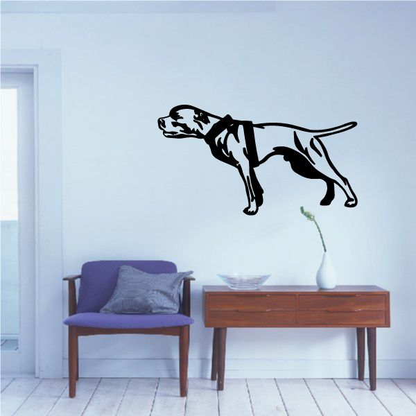 Sled dog decal with black running dog silhouette