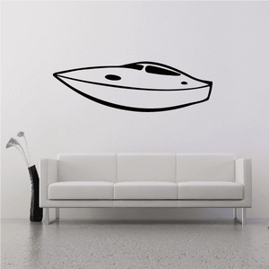 Speedboat decal sticker, white hull with black outline and black speed lines