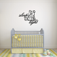 Teddy bear sleep tight wall decal with heart accents, black outline lettering