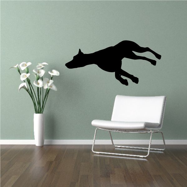 Sleeping black doberman pinscher wall decal silhouette