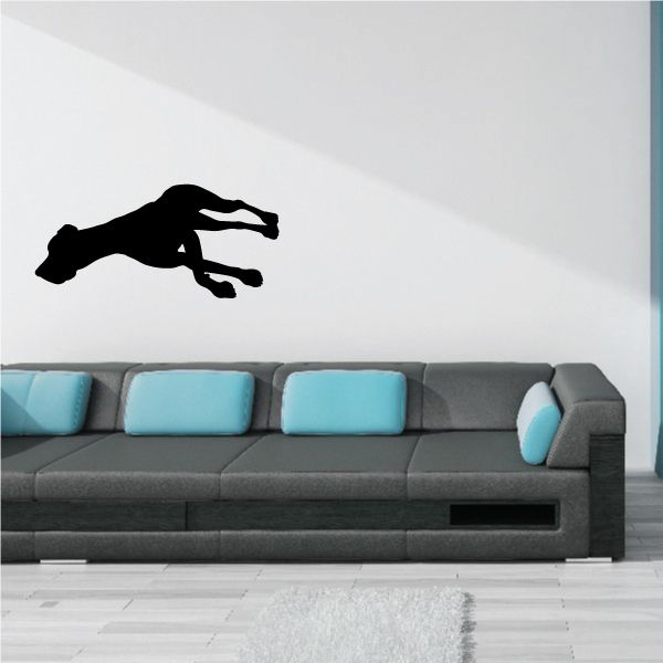 Sleeping Great Dane decal, black dog silhouette with front paws outstretched