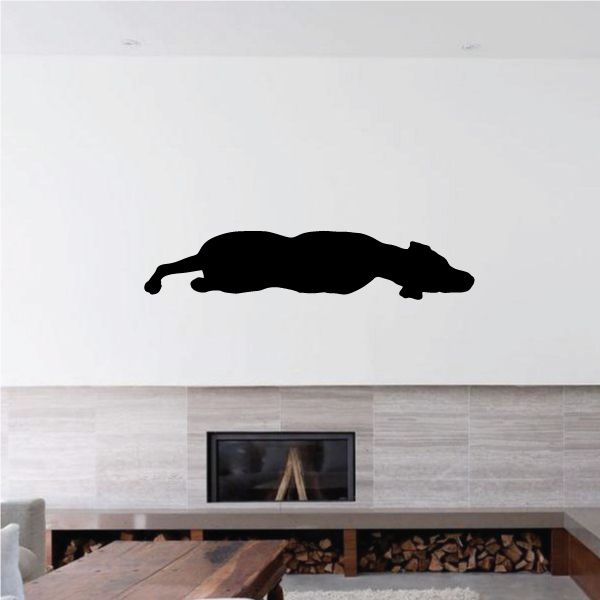 Sleepy Hound decal of black sleeping dog silhouette