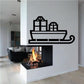Black clip-art sleigh decal with stacked gift boxes tied with bow