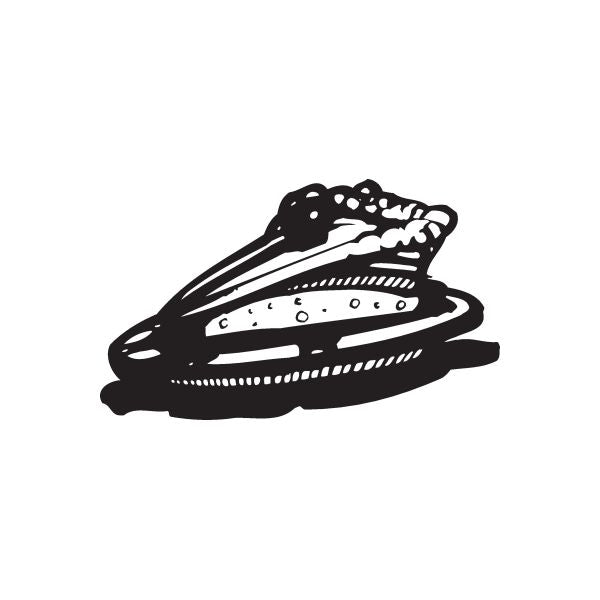 Black and white pie slice on plate decal