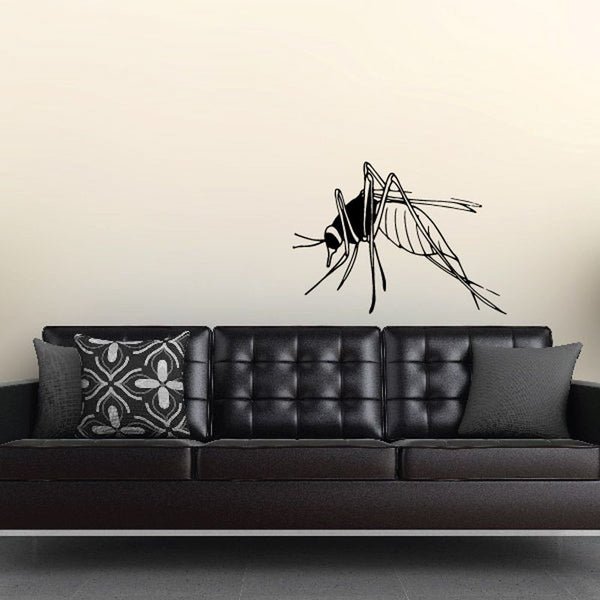 Mosquito siphoning wall decal with black line-art mosquito illustration