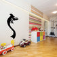 Swimming dolphin wall decal, black dolphin silhouette with fins and swimmer pose