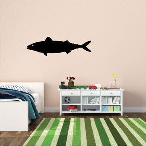 Lake trout fish wall decal with black silhouette