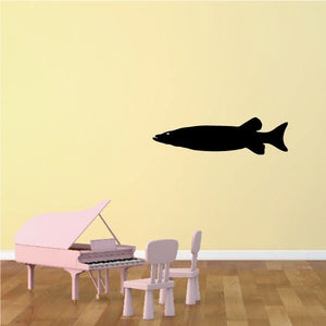 Slim swimming freshwater fish decal, dark black silhouette