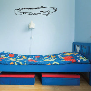 Bullhead fish wall decal, black outline