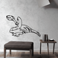 Black slithering dinosaur wall decal with simple line art outline