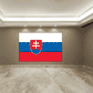 Slovakia flag sticker with red shield emblem, blue-white top and red bottom