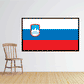 Rectangular Slovenia flag sticker with red, white, and blue and crest emblem