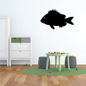Smallmouth bass fish swimming decal, black vinyl fish wall sticker with fins and tail