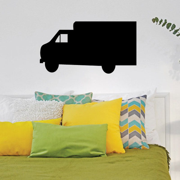 Black small truck vinyl wall decal silhouette, side view
