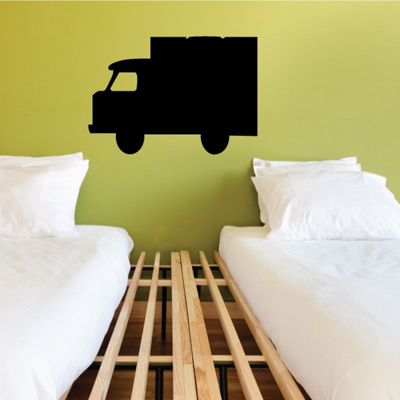 Small truck vinyl wall decal with a black truck silhouette