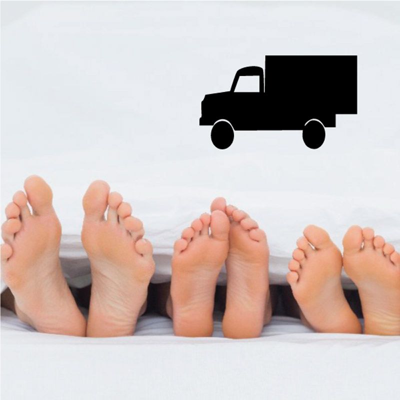 Small black truck wall decal with box truck silhouette