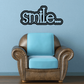 Smile decal sticker with stylized “Smile…” word and smiling face icon