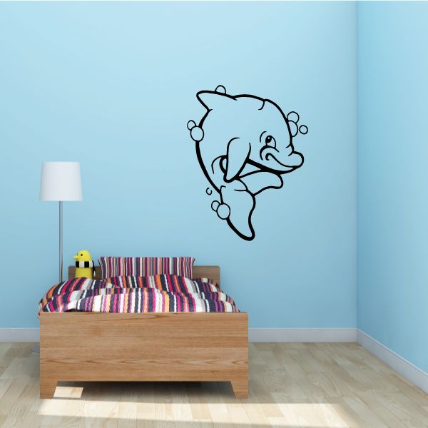 Image of Smiling Bubbles Dolphin Decal