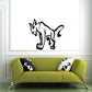 Black cougar decal of a smiling standing animal with tail curled