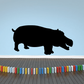 Black hippo decal silhouette wall sticker