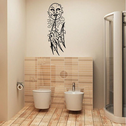 Image of Smiling Moon Face and Angel Fish Decal