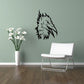 Eagle head decal with smirking beak, black line art on a light background